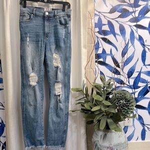 Women’s Revice Denim Distressed High Rise Raw Hem Cotton & Spandex Jeans Size 26